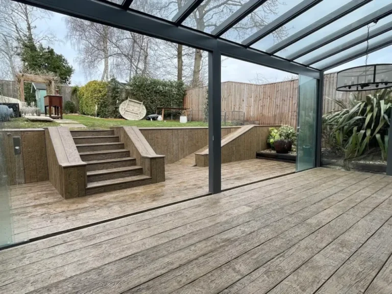 Low-Level Patio Deck with Millboard Weathered Oak – Vintage Colour – Bournemouth, Dorset 3