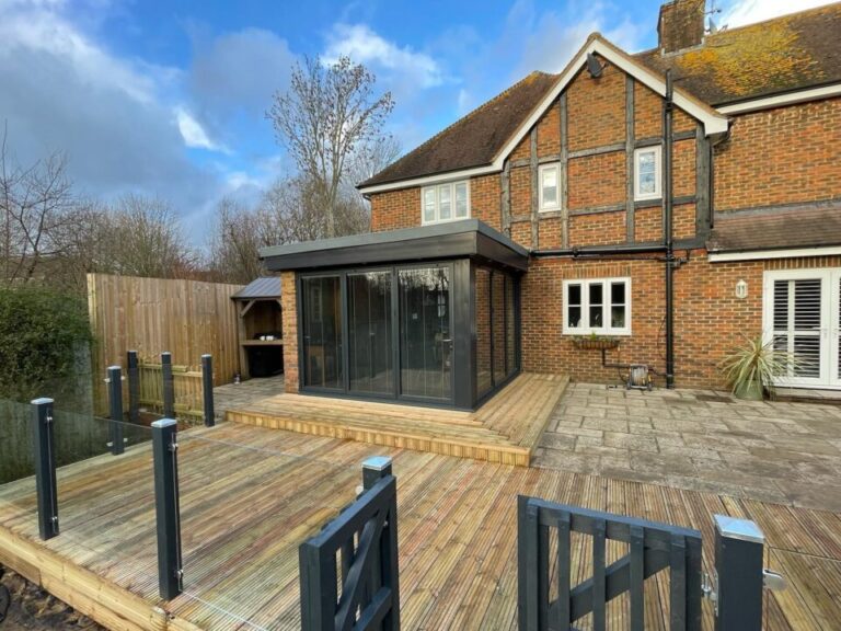 Project UC4 Redwood Timber Decking and Bespoke Glass Handrail Verwood Dorset