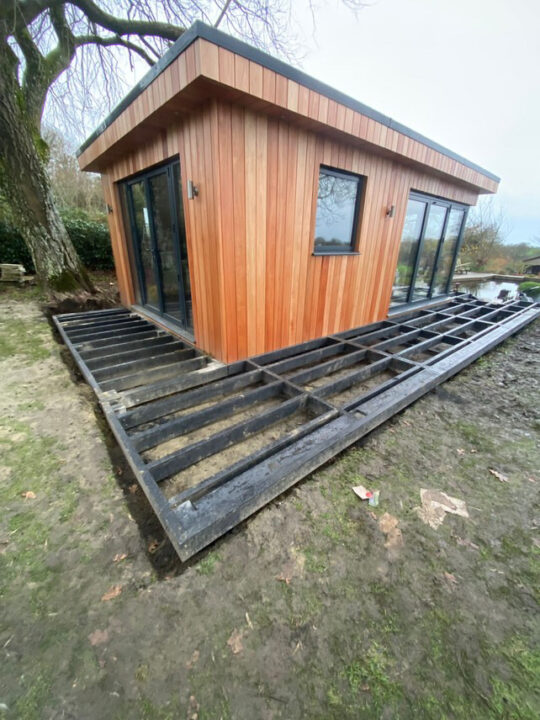 Garden Cabin Annex Wrap-Around Composite Deck - The New Forest-1